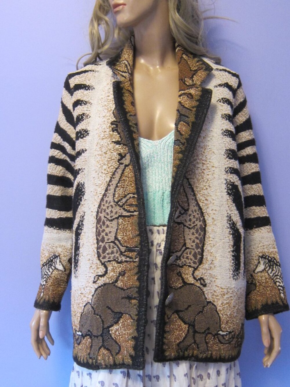 Vintage PAINTED PONY Tapestry Southwest Safari Relaxed Coat Jacket Texas EUC